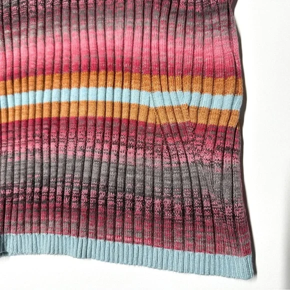 WHBM Spacedye Colorful Striped Knit Henley Top Large - Picture 5 of 9
